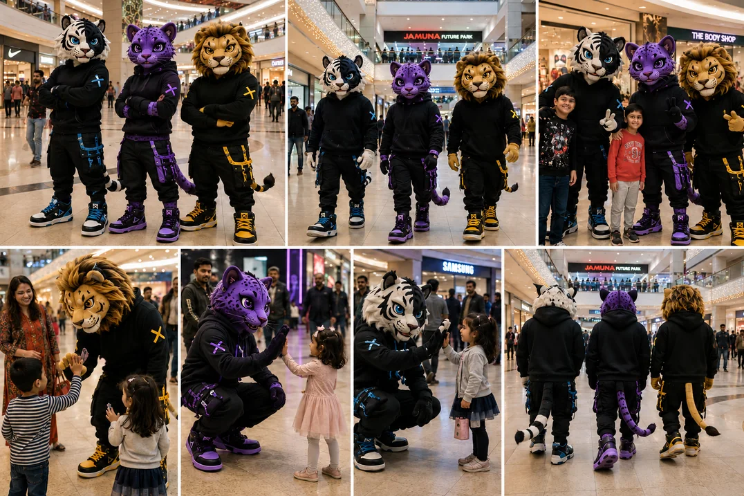 Visitors meeting Paradox mascots