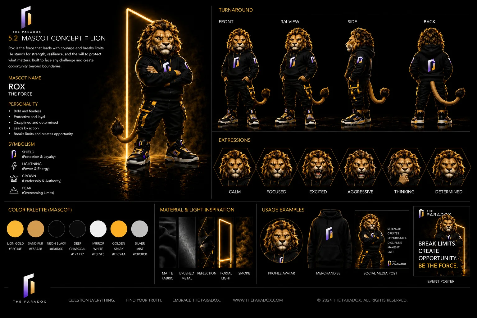 ROX, a golden lion mascot